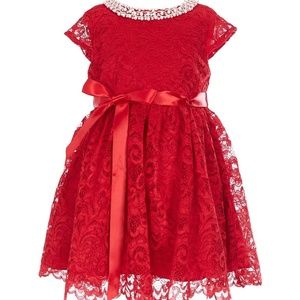 RARE EDITION GIRL'S RED LACE  DRESS (NWT)